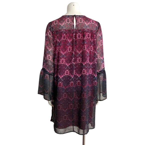 Nanette Lepore Shift Dress Fuchsia Kiss Chiffon Moody Romance 10 - Picture 3 of 13